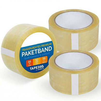 Sowala Premium Paketklebeband transparent 56my – extra stark – Tape360 by Sowala™