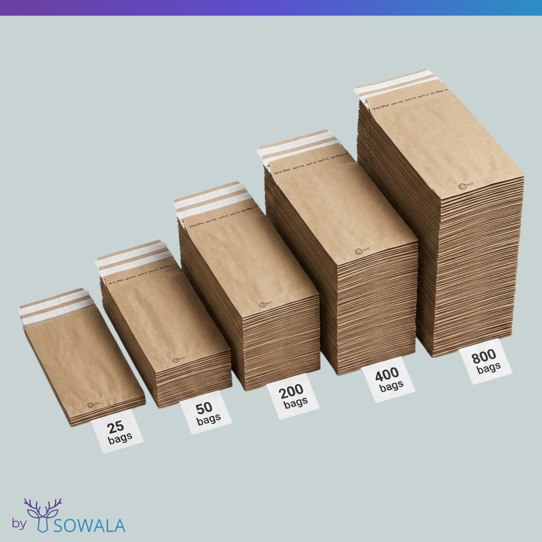 Sowala Papierversandtaschen 350x250x80 mm, Produktansicht, Tape360, Tape360 by Sowala™