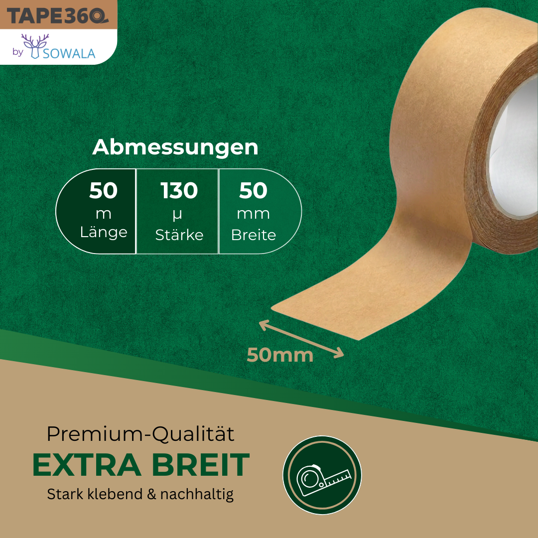 Papier Paketklebeband braun Nahaufnahme – Naturkautschuk-Kleber – Tape360 by Sowala™