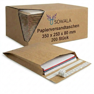 Sowala Papierversandtaschen 200 Stück Staffelpreis, Tape360, Tape360 by Sowala™