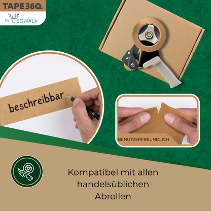 Papier Paketklebeband braun Rollenansicht – recycelbar – Tape360 by Sowala™