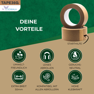 Sowala Papier Paketklebeband braun 50 mm x 50 m – Tape360 by Sowala™