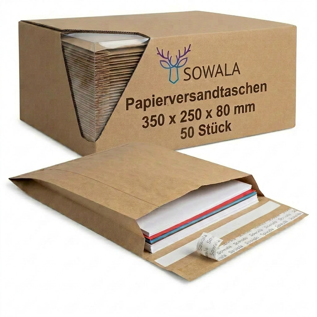 Sowala Papierversandtaschen 50 Stück Staffelpreis, Tape360