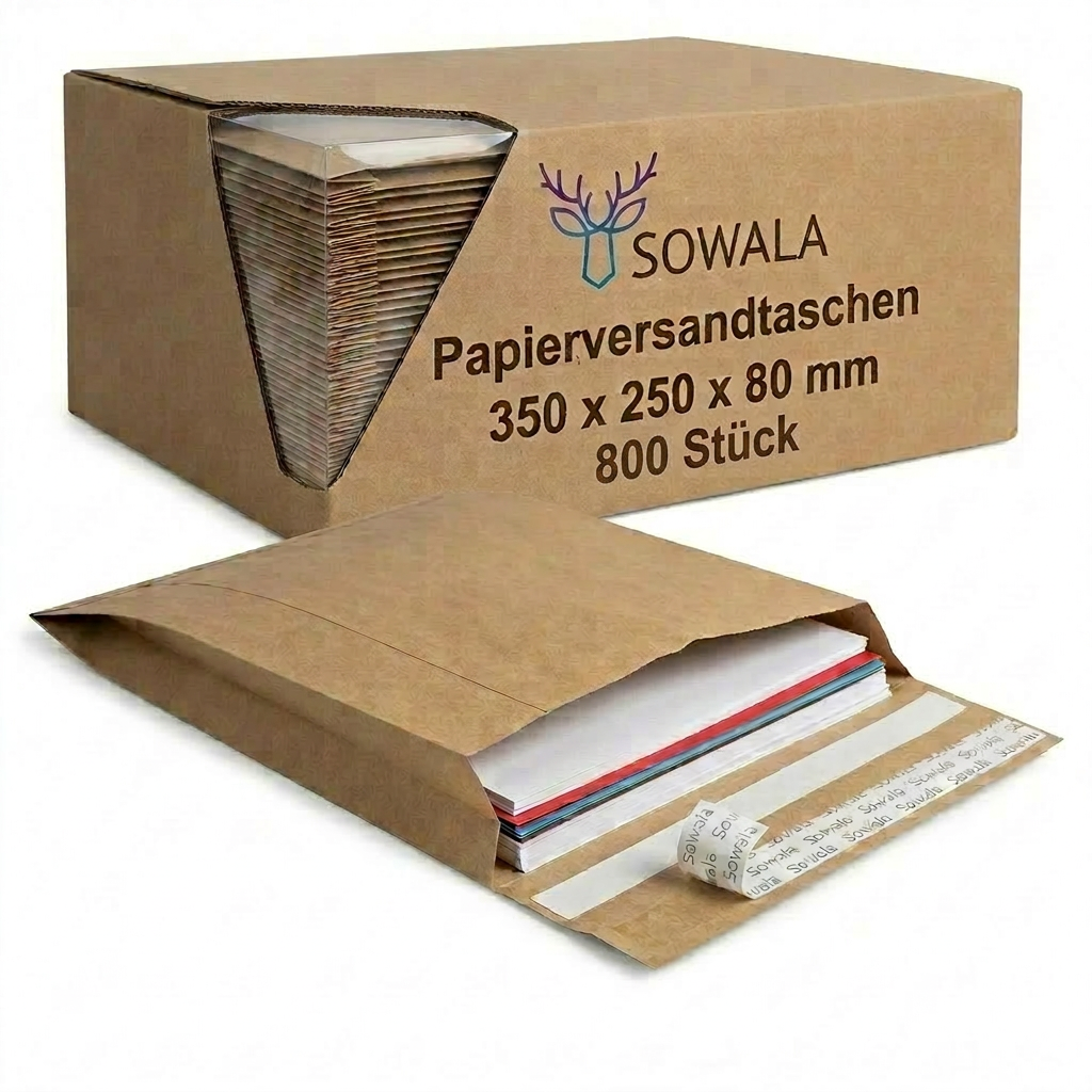 Sowala Papierversandtaschen 800 Stück Staffelpreis, Tape360, Tape360 by Sowala™