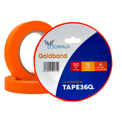 Goldband 19mm Detailansicht Malerkrepp – Tape360 by Sowala™