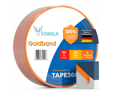 Sowala Goldband 30mm Rolle – 30 Tage UV-beständig – Tape360 by Sowala™