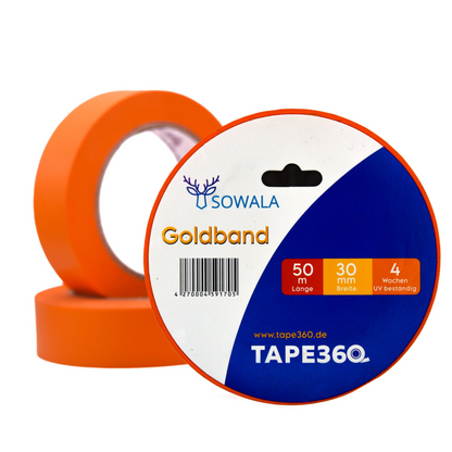 Goldband 30mm Detailansicht Malerkrepp – Tape360 by Sowala™
